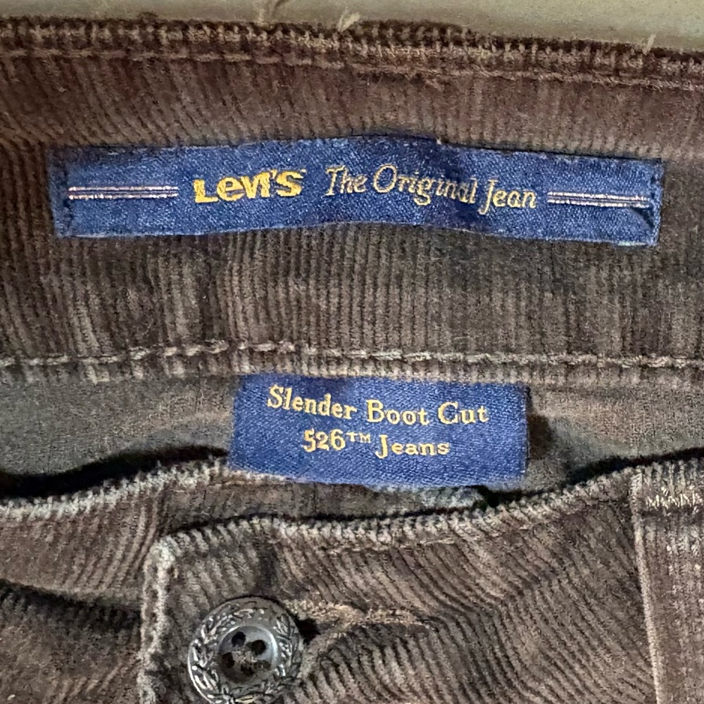Levi's Dark Brown Corduroy Jeans | Slender Boot Cut  | Size 6 - Picture 3 of 10